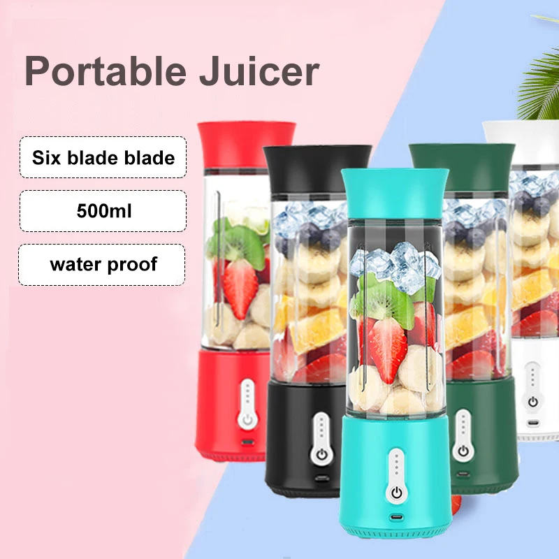 500ML OEM Personal Electric Rechargeable Usb Citrus Juicer Bottle for Fresh Juice Mixer To Go Little Gym Cup Portable Blender