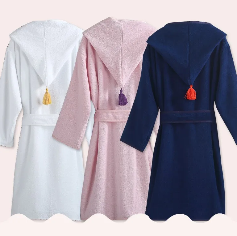 
High Quality 100% Cotton Terry Fabric Hooded Quick Dry Bath Robe Personalised Dressing Gown for Kids Girl Boy 