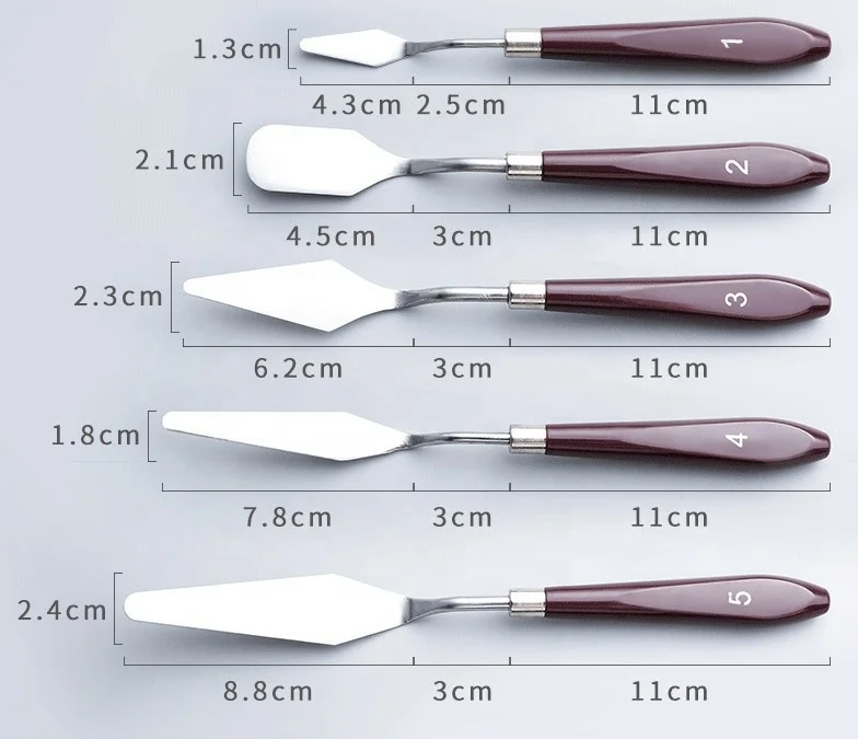 BOMEIJIA Beginner 5pcs/set Oil Painting Gouache Acrylic Paint Scraper Art Supplies For Wholesale