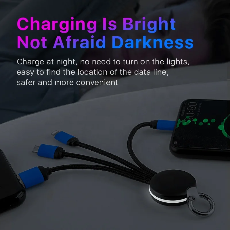 Индивидуальный логотип 3 в 1 Мини брелок USB кабель для передачи данных Iphone Samsung Android