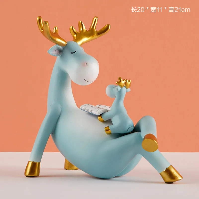 Resin Buck Male Deer Statue-Animal Figurines home Sculpture Accessories for Indoor  Decoration  Art resin animal figurines