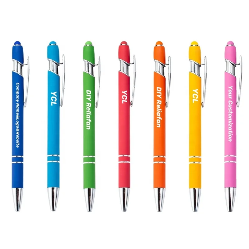 Office Metal Pen with Logo Printing Ballpoint Pens with Stylus Luxury Custom Black Metal Roller Pens for Promotional Gifts