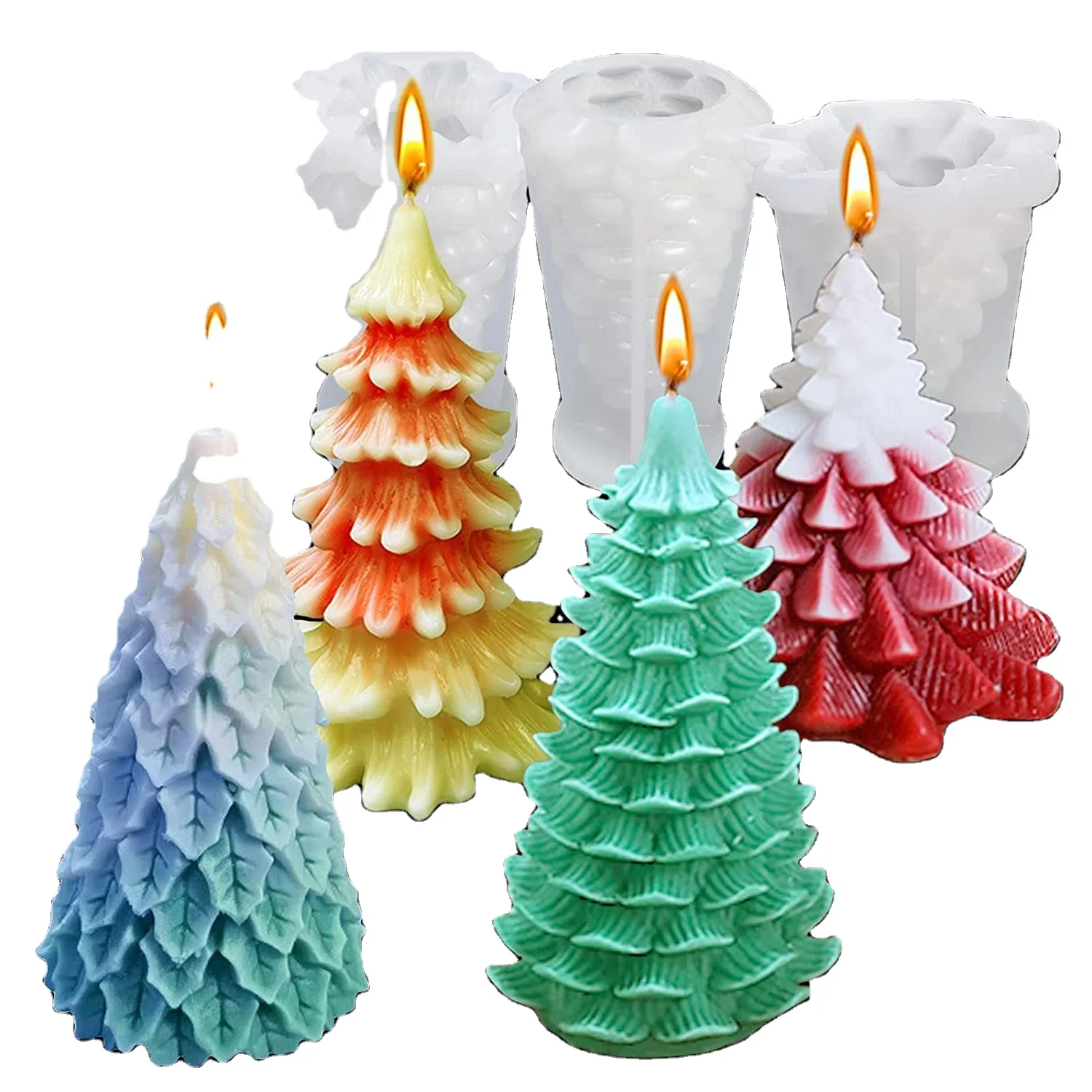 High Quality 3D Christmas Tree Shape Silicone Mold for DIY Casting Aromatherapy Wax Candles Hone Decor ChristmasTree Candle Mold