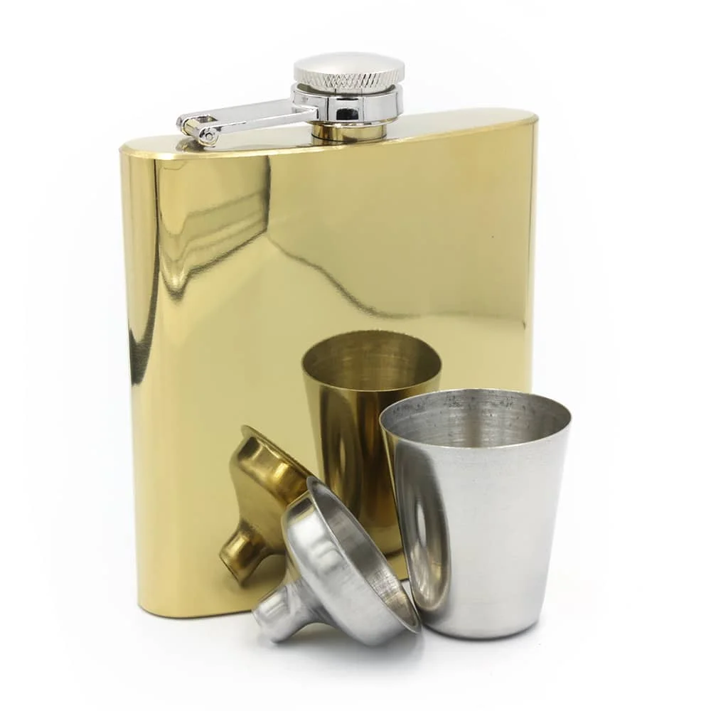 6oz high  quality gold Personalized wine Stainless Steel Hip Flask for Monopolowa Bushmills Caol Ila Islay