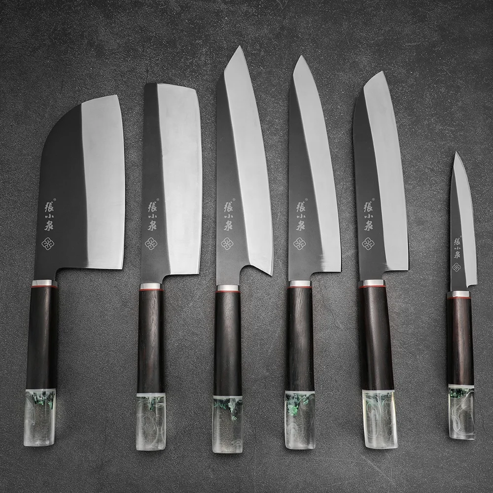 Forge Steel 5CR15 Kiritsuke knife Sushi Knife with Chinese Traditional Landscape Painting Wood Handle