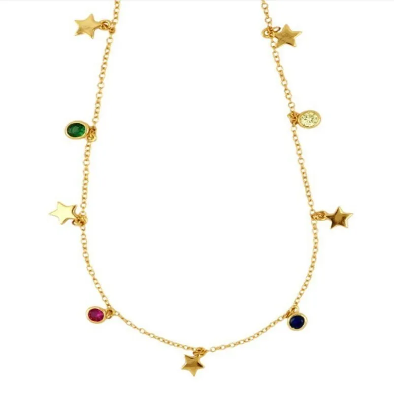 Hot Sale 18K Gold Plated Stainless Steel Star Necklace Vintage Fashion Jewelry for Unisex Hot Sale Quartz Chain Necklace