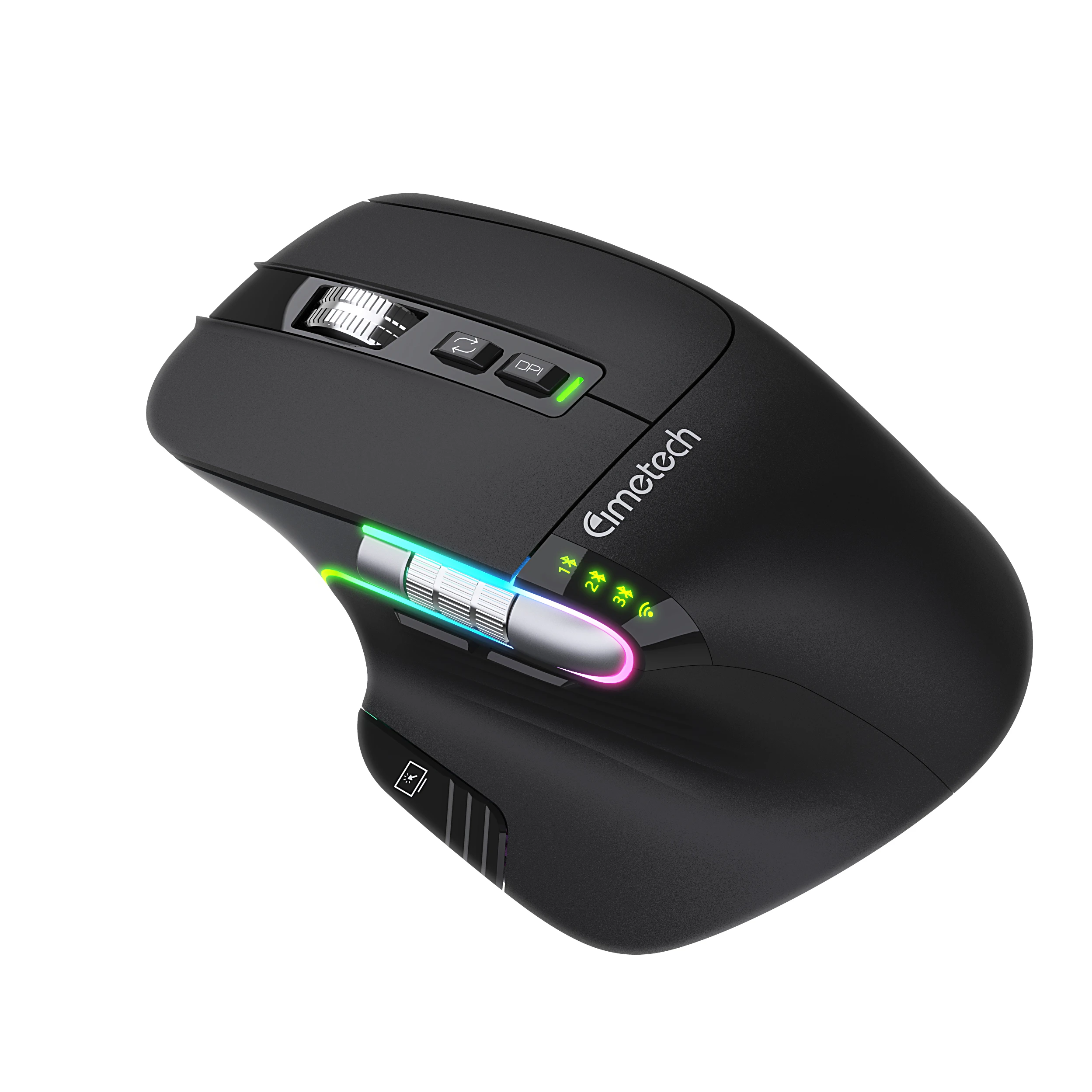 OEM Rechargeable Ergonomic 8D Light Rgb Ergonomic Mouse BT 2.4Ghz Wireless Mouse Multi Devices for PC Laptop Home Office