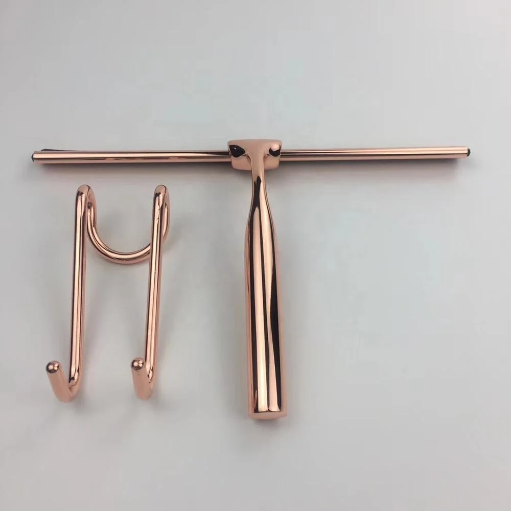 
Rose Gold Stainless Steel Shower Squeegee Rubber Wiper For Window Cleaning 