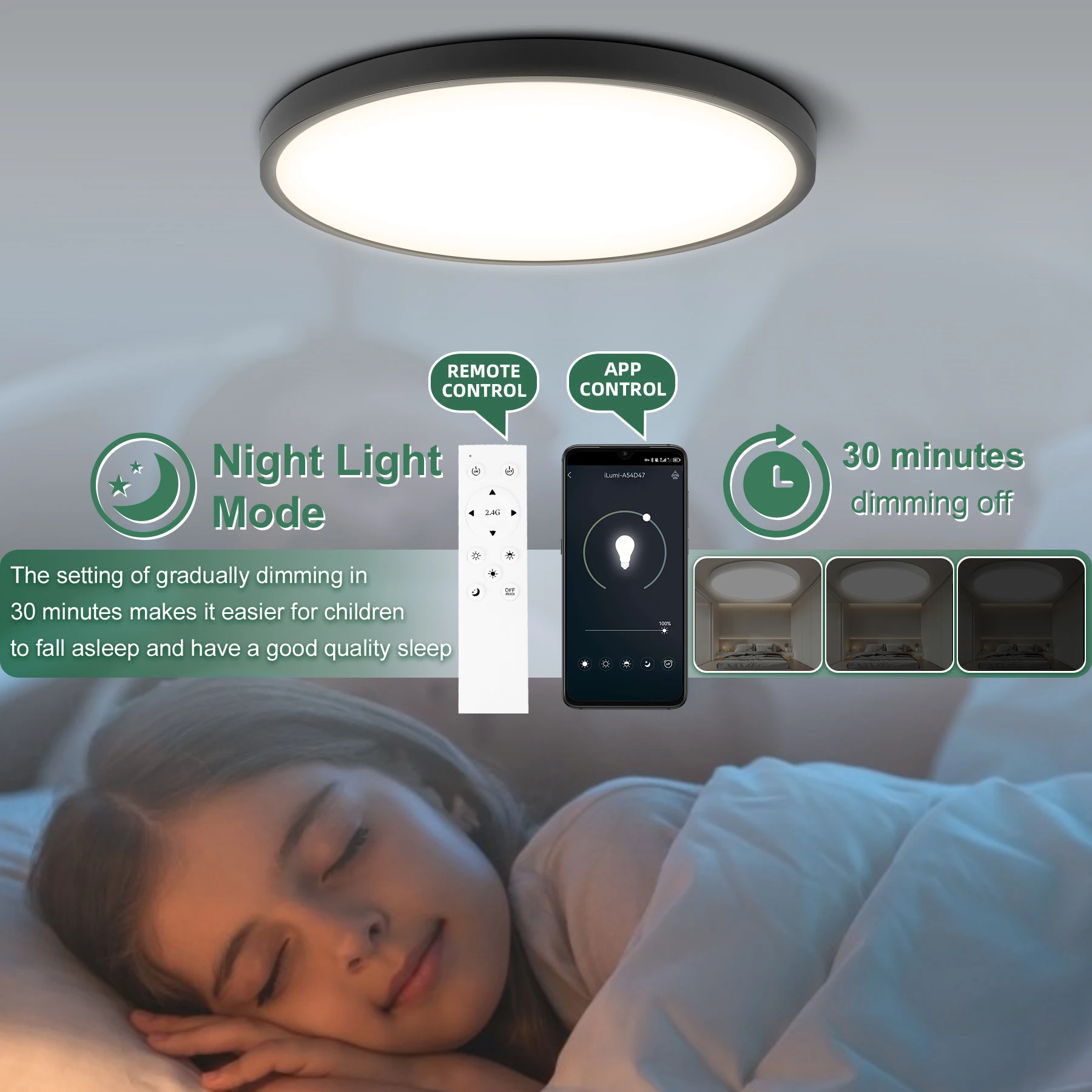 Wide Voltage Remote Control Wifi Backlit rgbcw Surface Mounted Side Glow Led Ceiling Light,Ceiling Light,Smart home light