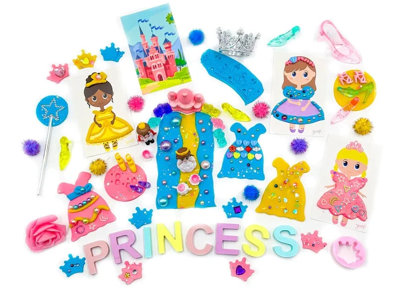 Hot Selling Kids Air Dry Clay Pretend Play Princess Kit Super Light Sensory Bin Play Doll Dough DIY Educational Toy for Baby