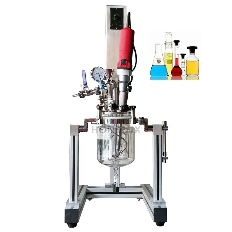 2L Laboratory Cosmetic Cream Lotion Paste Vacuum Emulsifying Mixer Mixing Homogenizing Reaction Vessel Vacuum Glass Reactor