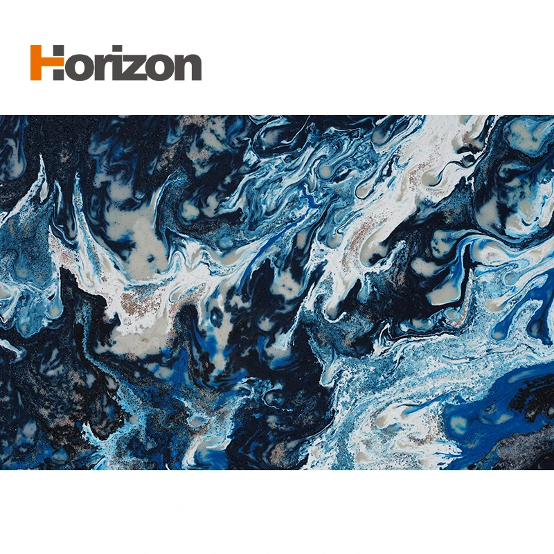 3200x1600 Jade Calacatta Blue Polished Surface Bookmarked Artificial Quartz Marble Stone Countertop Slabs