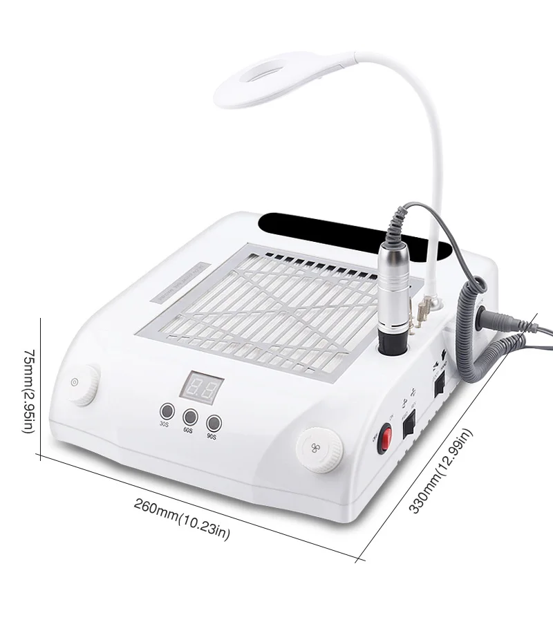 Profession 6 in 1 Combine Function Vacuum Nail Drill Dust Collector with LED Table Nail Lamp