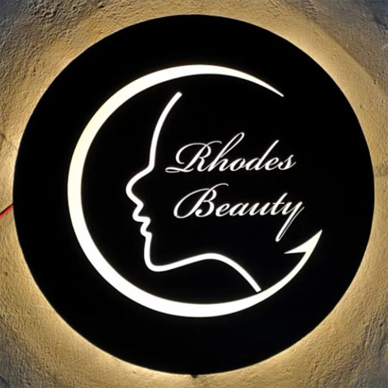 Acrylic mirror gold Sign Salon business sign customized logoWall 3d Bu siness name sign