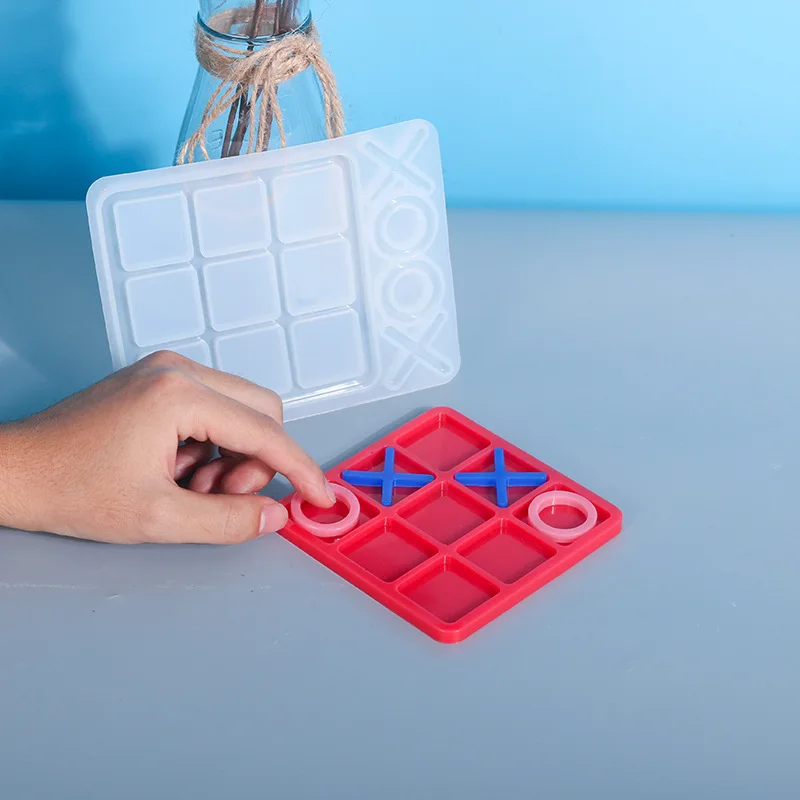 HY Tic Tac Toe Board Game Silicone Molds for DIY Funny Table Game Polymer Clay Jewelry Making Home Decoration