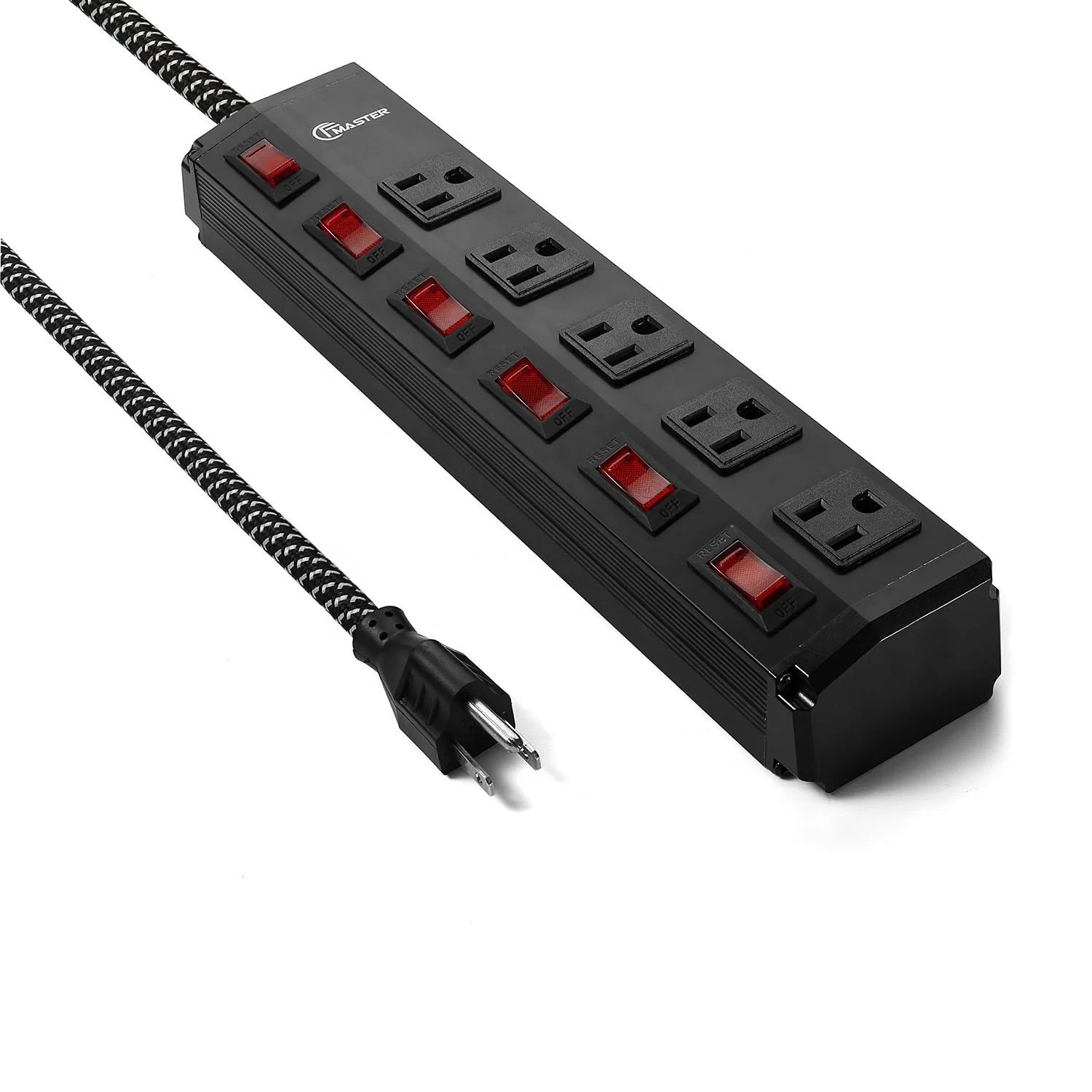 Desk Power Strip Flush with 300J Surge Protection Power Strip with Individual Switches