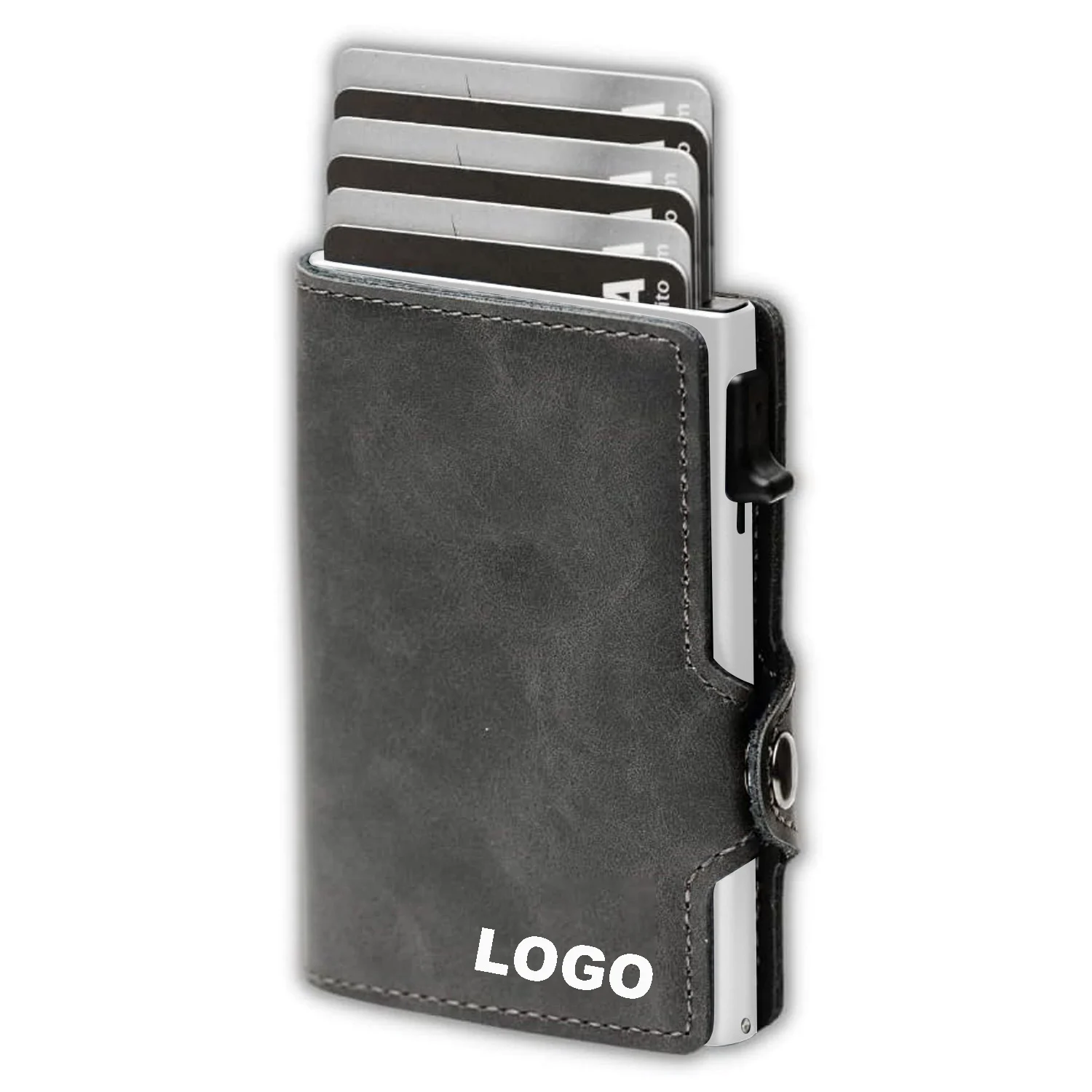 Factory Wholesale Custom Logo Business Credit Cards Holder Box Pop Up Money Pocket Wallet With Rfid Blocking For Men Women