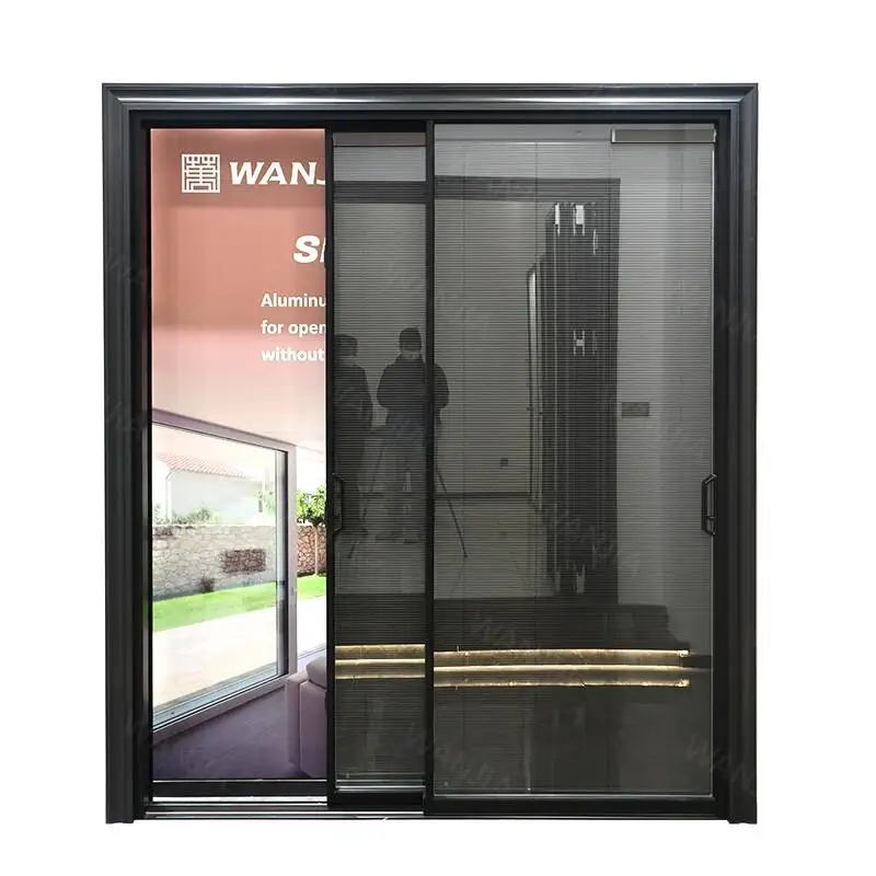 Minimalist Design Supplier Bulk Aluminum Door Smart Motorized Venetian Blind Glass Sliding Door