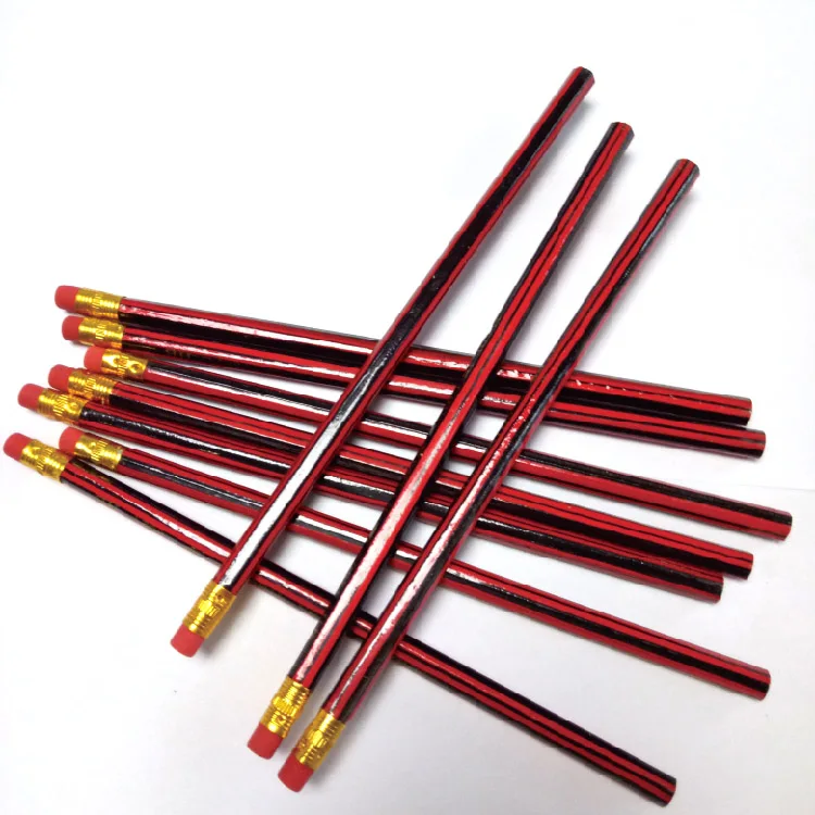 red and black hb pencil with eraser top