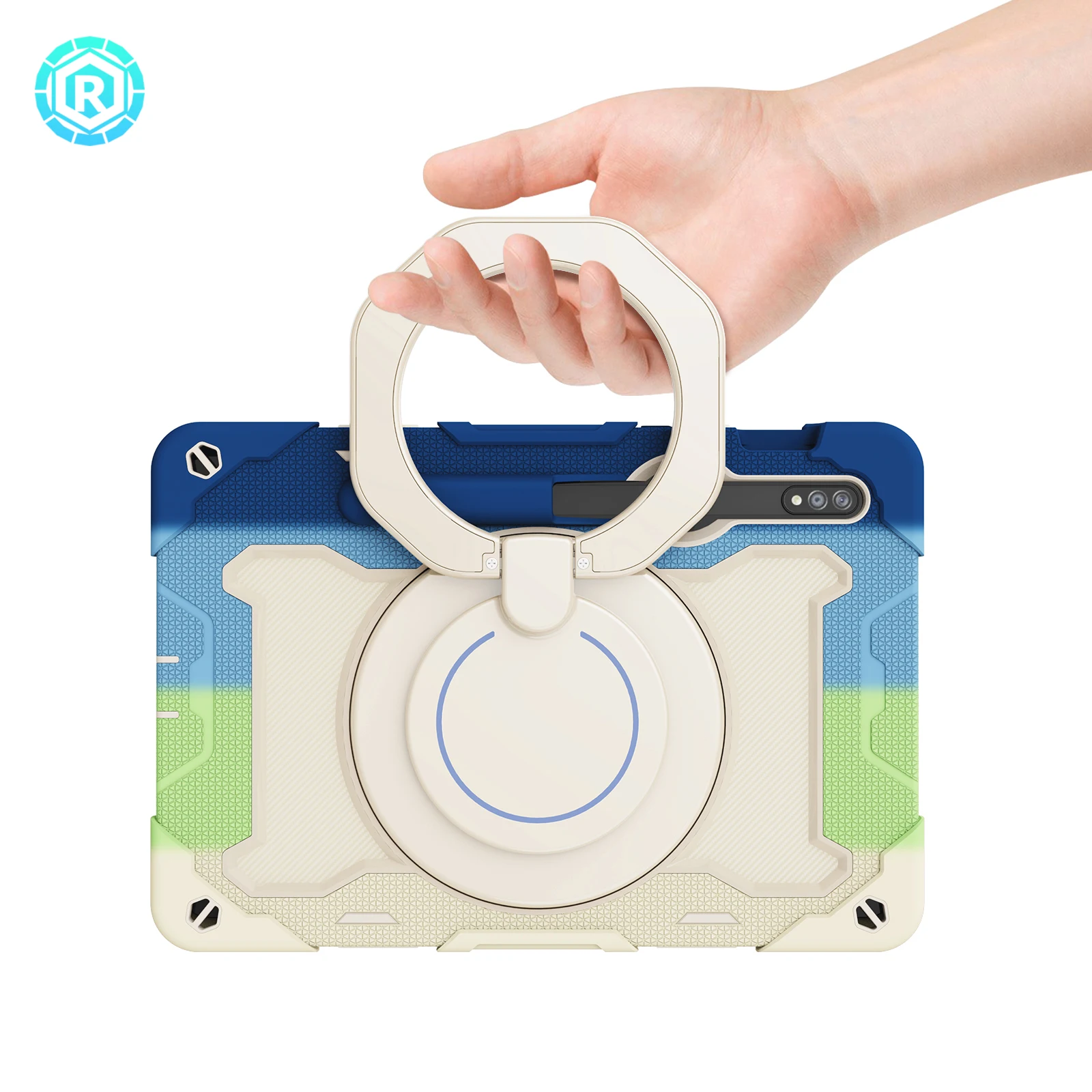 Wholesale Price 3 In 1 Full Body Protection Silicone Tablet Case For Samsung Galaxy Tab S7/S8 With Rotatable Turntable