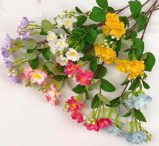 J-07052 Best Seller Artificial Jasmine silk  Small  Bundle Flowers Lotus Green Plant  Decorative Flowers