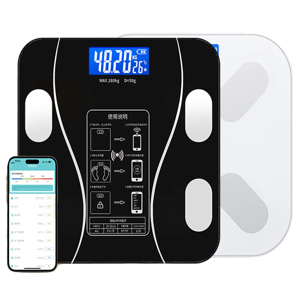 180KG Balanza Digital Smart Body Fat Scale Household Balance Weighing Bathroom Electronic Scale with APP