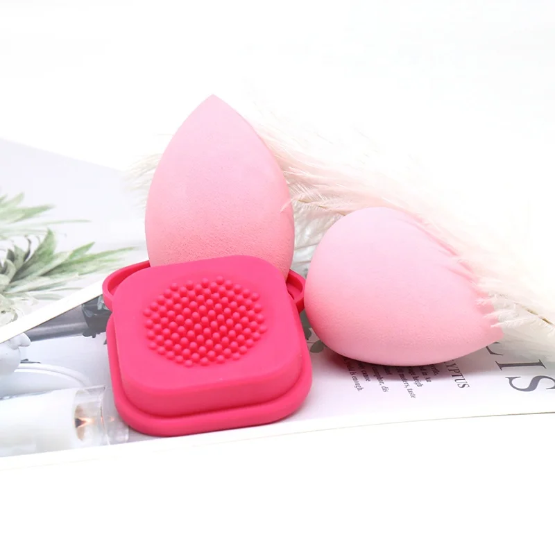 Square shape silicone cosmetic puff makeup sponge holder