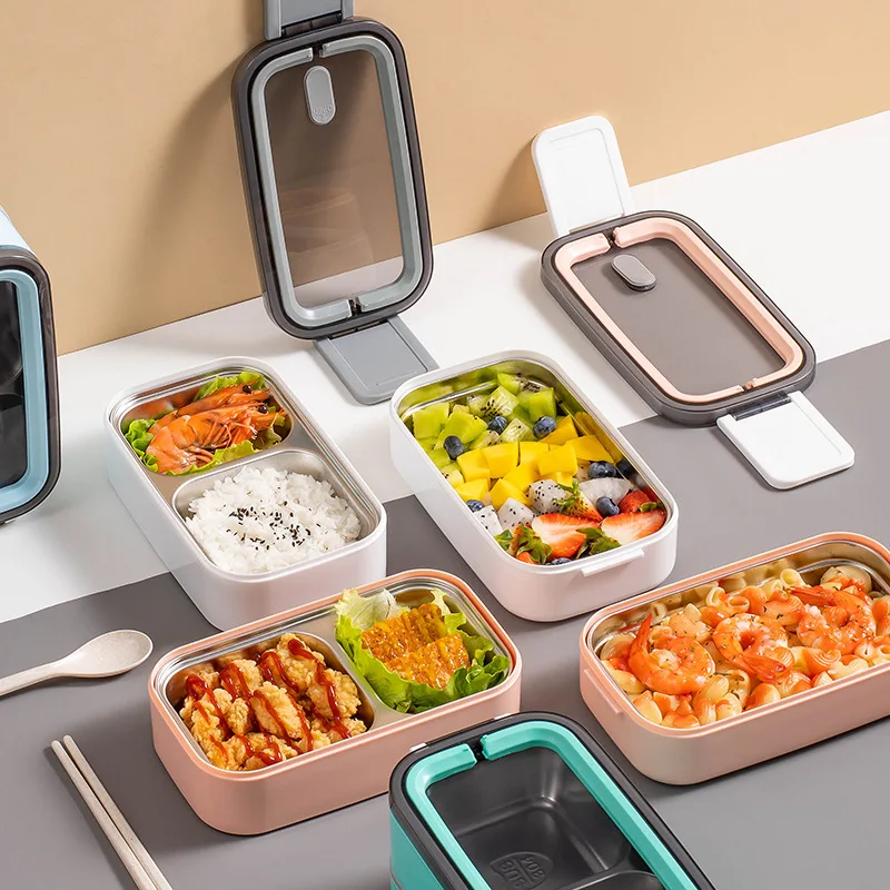 2025 Friendly Stainless Steel Kids Leakproof Insulation 2 layers Food Warmer Thermos Lunch Box Enfant Bento Containers2025