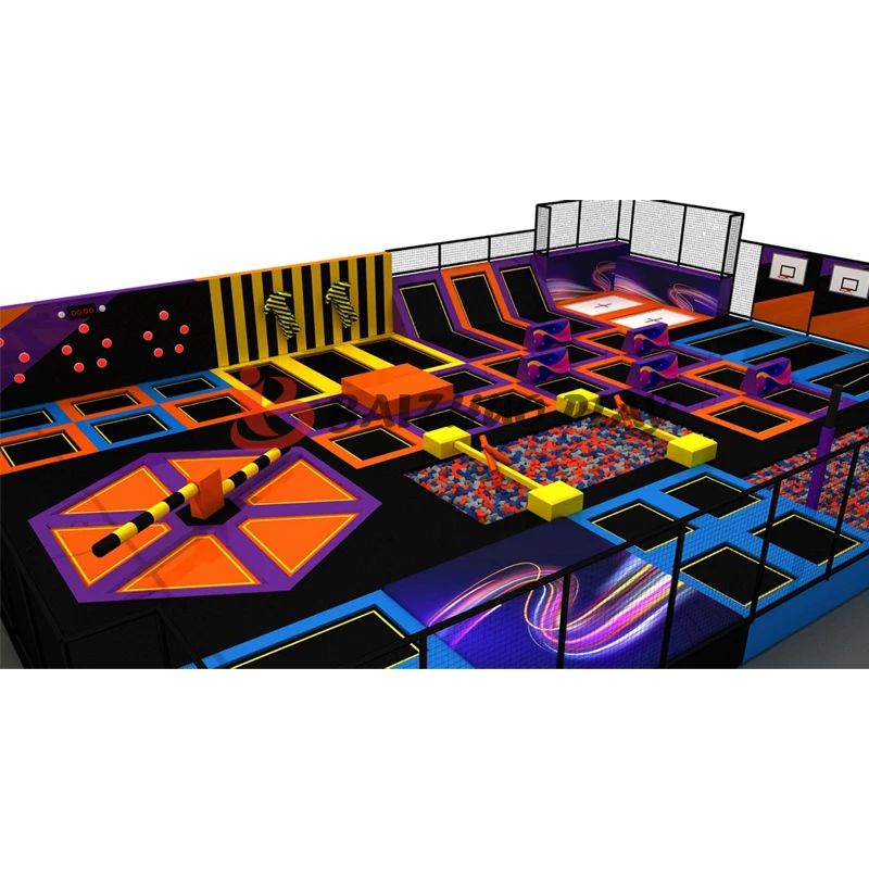Hot Sale Team building Sport Games meltdown Park with Big Foam Pit  wipeout machine For  large Indoor Trampoline