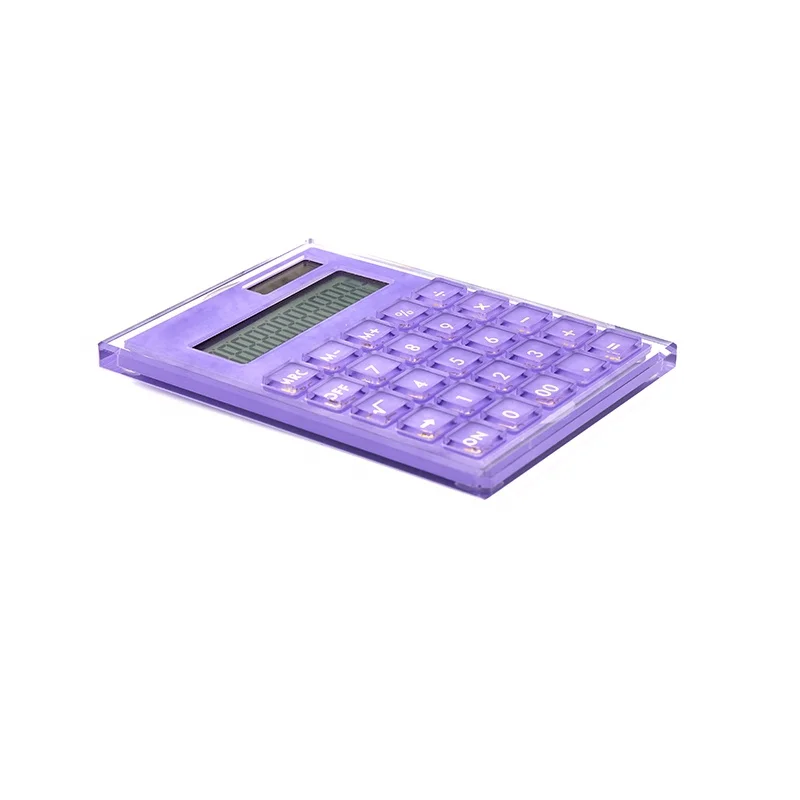 Dual power warm purple 12 digital  acrylic scientific calculator for office supplies