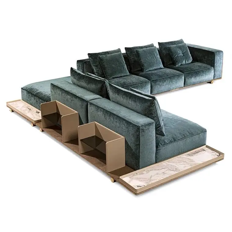 Green High quality Top grade luxury Living room sofa furniture set Rest room Italian modern fabric velour Sofa furniture