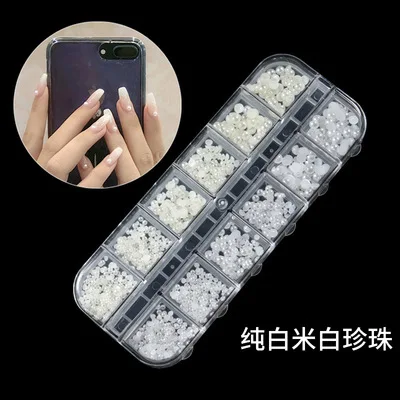 12 Boxes Nail Sequins Glitter Flakes Rhinestones Gems Diamonds Heart Pearl Nail Art 3D Decoration  Crystal Rhinestone