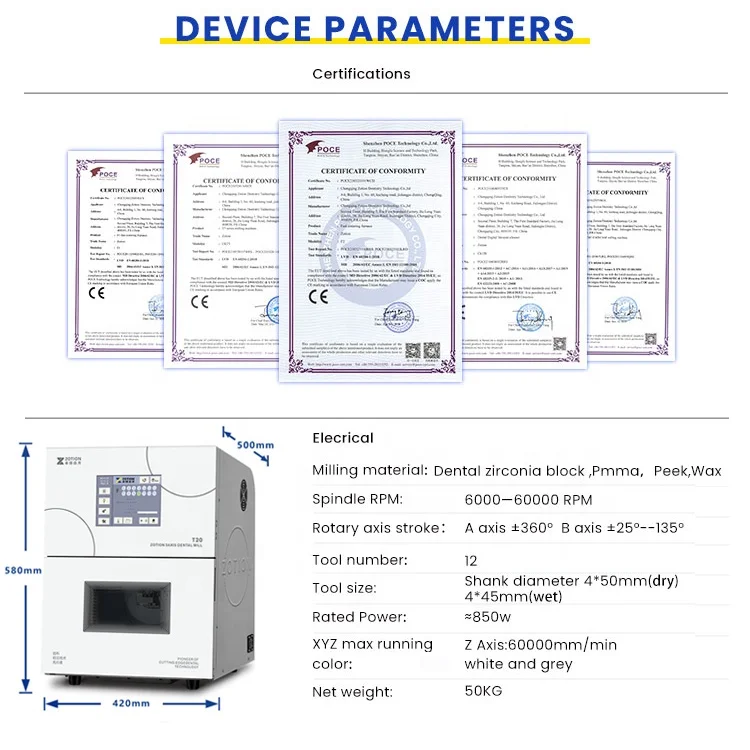 ZOTION 5 Axis Zirconia Milling Dental Machine Fresadora Equipment for Clinica and Laboratorio dental