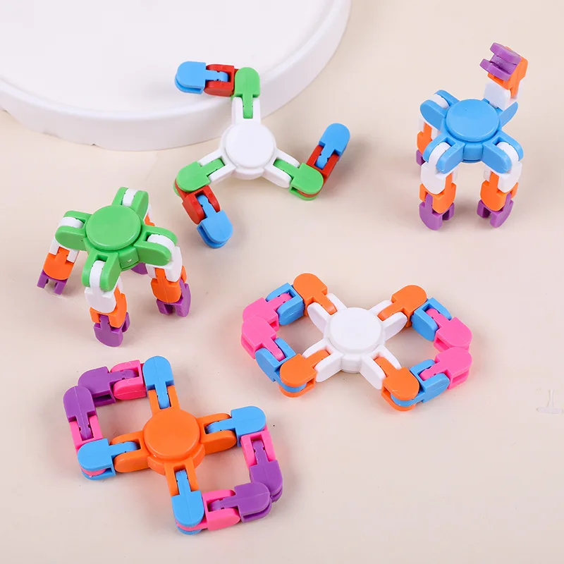 2024 Explosive fingertip gyroscope decompression toy mechanical folding deformation surface change finger light