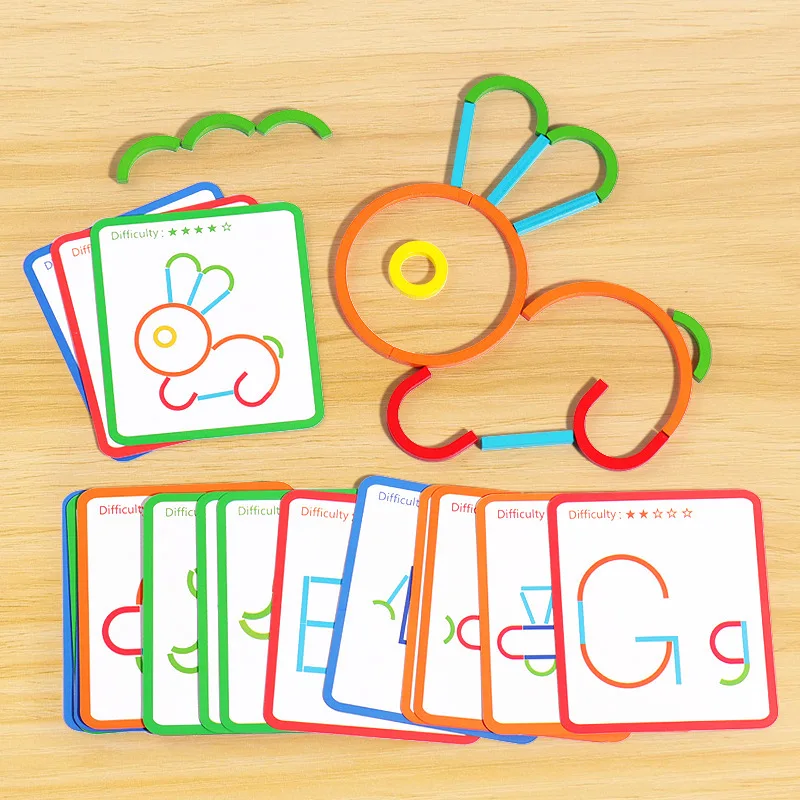 Preschoolers Intelligence Development Early Learning Educational Creative Sticks Rings Puzzle Montessori Matching Puzzle Toys