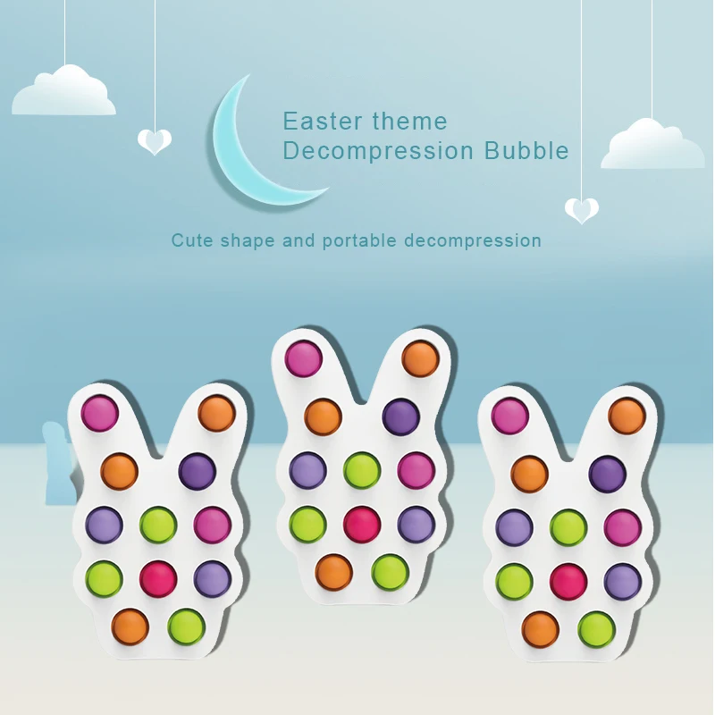 2022 Ostern Mainan Anak Kids Anti Stress Fidget Sensory Easter Bunny Egg Bubble Toys