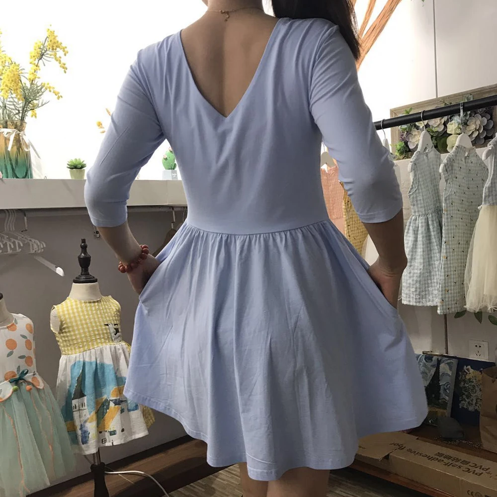 Custom Clothing Summer Elastic Cotton Twirly Skater Dress Outfit Casual Wear Twirl Dresses For Girls