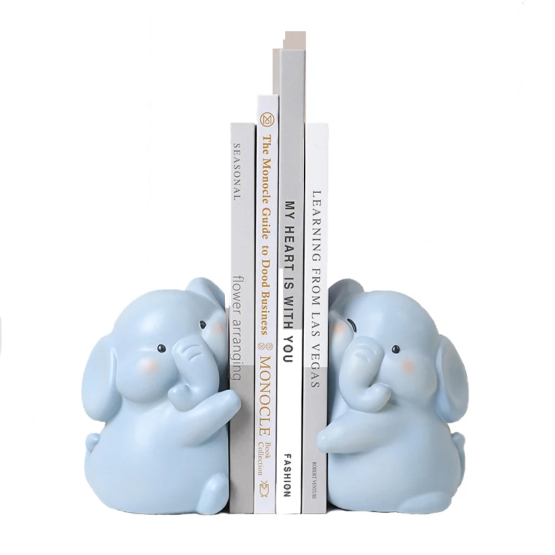 Cute Elephant Resin Bookends Unique Home Office Decoration Creative Resin Book Stopper Book Holder for Holding Books