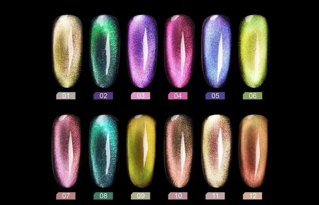 Magnetic Nail Polish Uv Holographic Cat Eye Nail Pigment Gel Polish Green Magic 9D Crystal Cat Eye Nail gel Polish