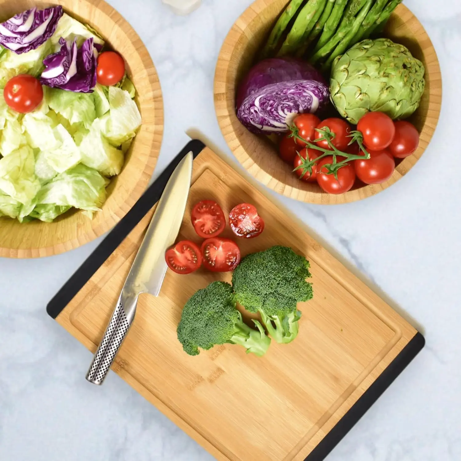 Non-slip Bamboo Chopping Board With Juice Tank Organic Sustainable Quality Bamboo And Wood Quality Chopping Blocks