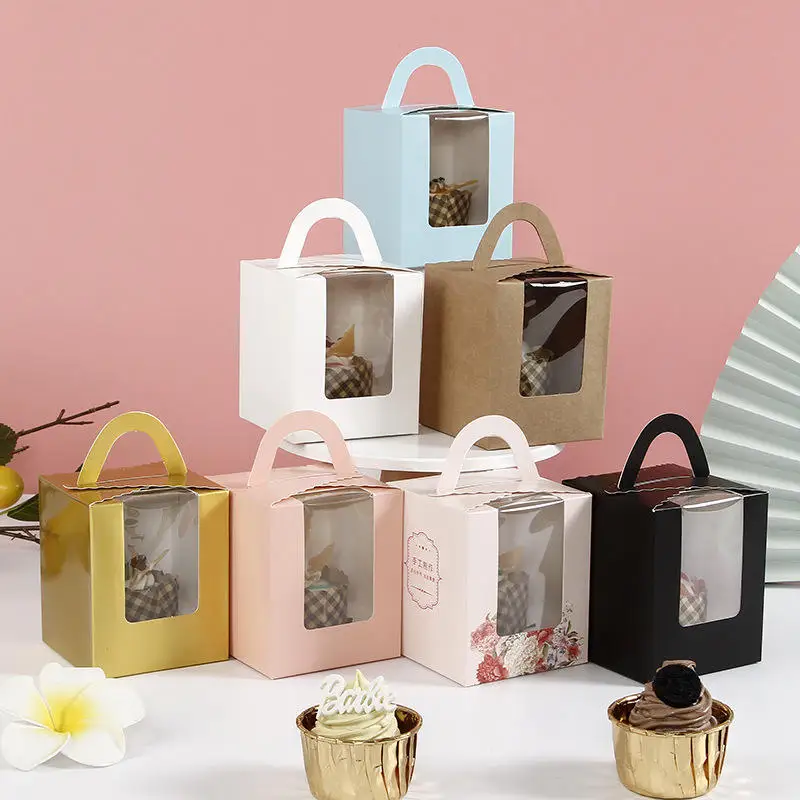 Оптовая Продажа с фабрики бумажная коробка для кексов прозрачная пищевых продуктов