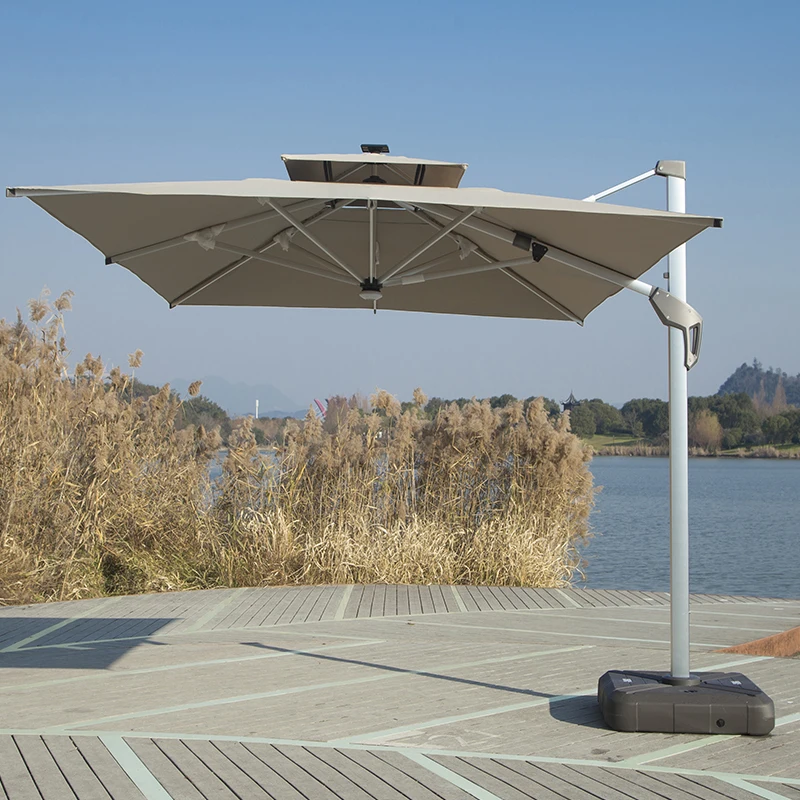 Glamping modern commercial luxury hotel outdoor umbrella garden parasol patio umbrellas windproof outdoor parasol with led light
