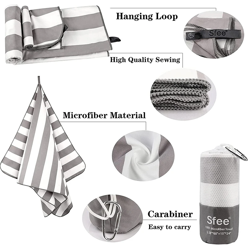 Quick dry Microfiber beach towel bath towel with hanging tag