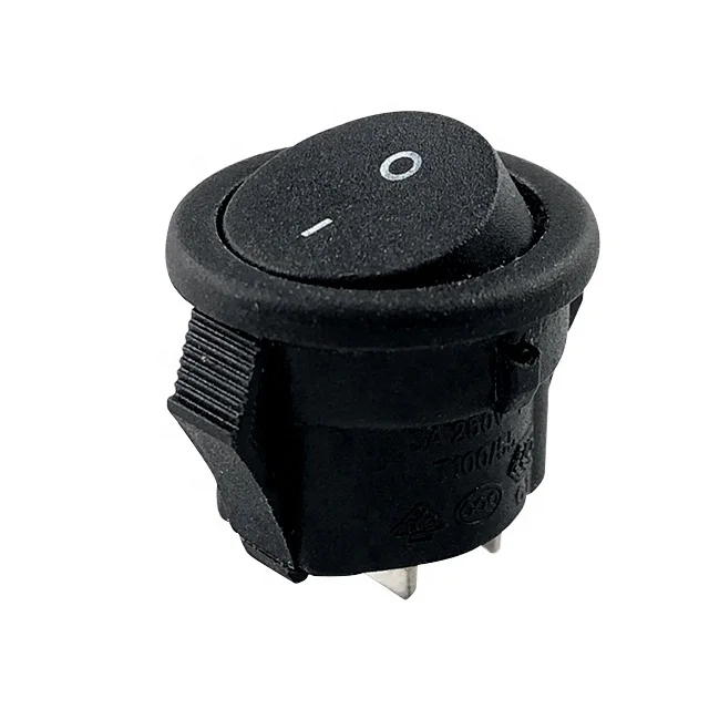 Mini Round Boat Rocker Switch Black 3A 250VAC 2-Pin SPST ON-OFF Mini Button Switch