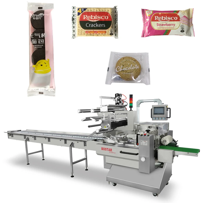 Auto Horizontal Filling Sealing Wrapping Packing Machine for Biscuit Cookie Wafer Cake Producing Line
