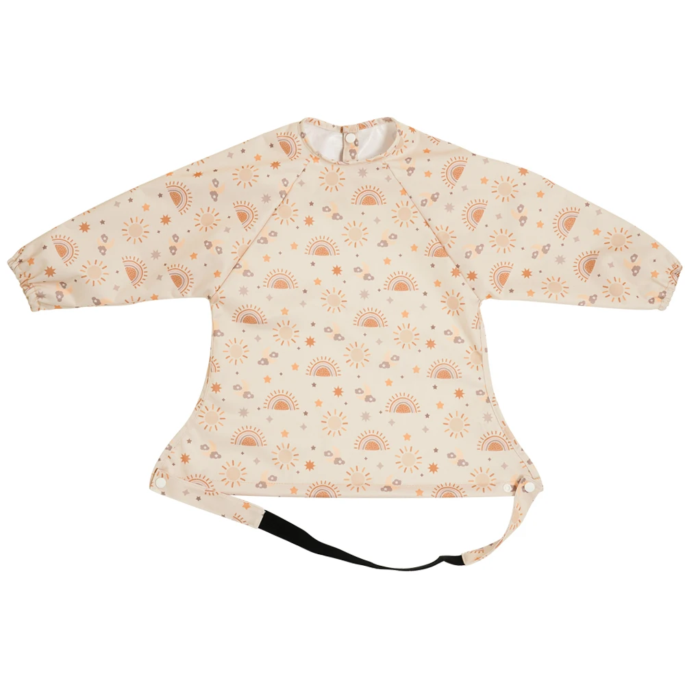 Happyflute Custom Pattern Long Sleeve Disposable Infant Feeding Bib Washable and Reusable PU Baby Nursing Chair Covers