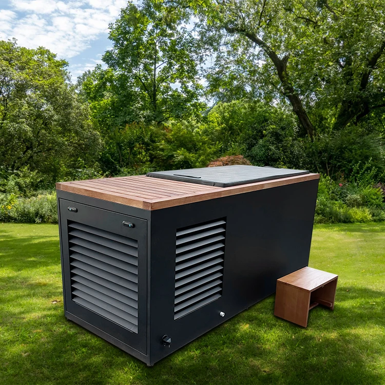 Ice Baths Wooden Small Mobile Ice Bath Tub With Filter Stainless Steel Metal Liner Cold Plunge