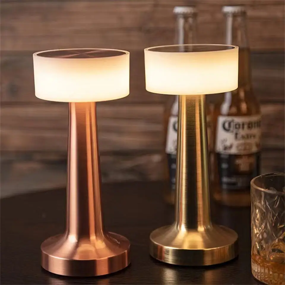Rechargeable Atmosphere Led Table Night Light Mini Gold Cordless Restaurant Touch Table Lamp For Hotel And Bar
