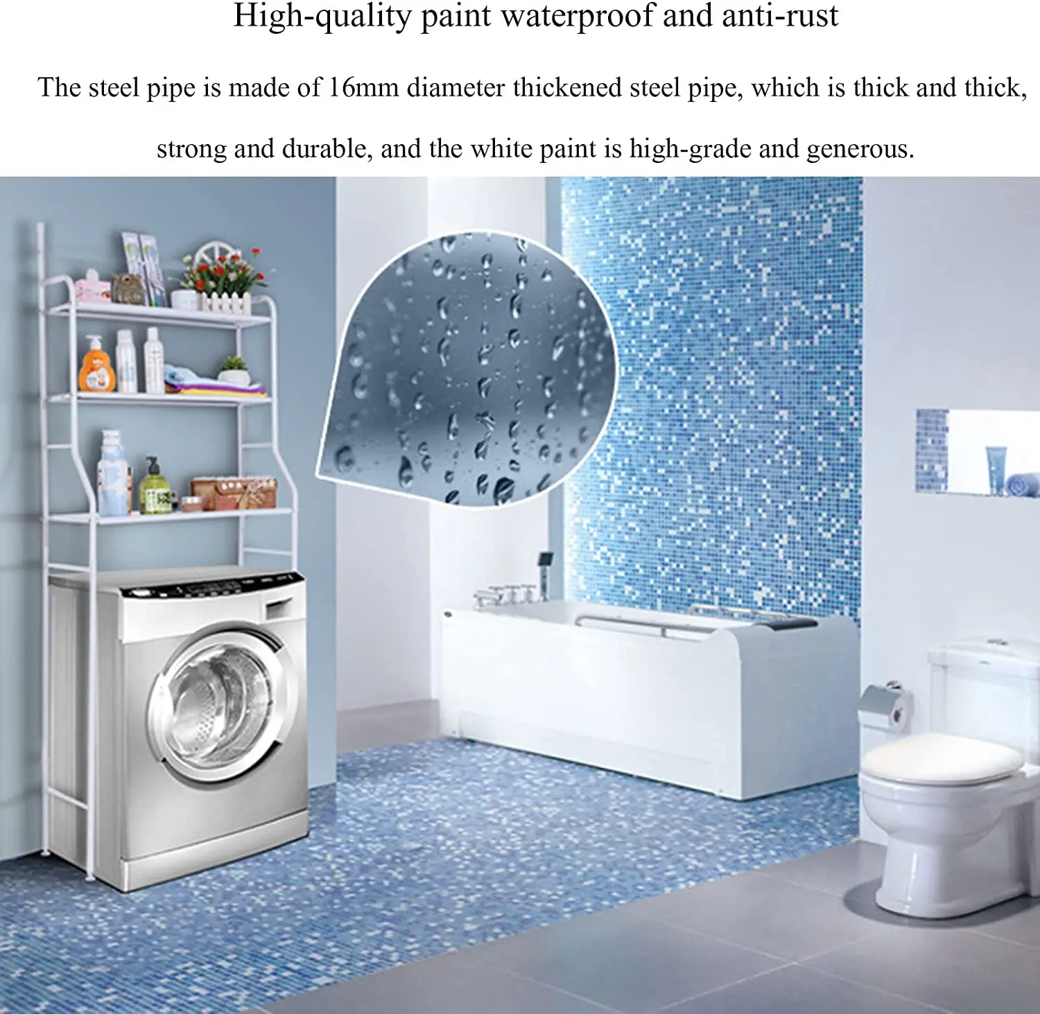 3-Tier Laundry Room Shelf Over Washing Machine Storage Utility Rack,Above Toilet Washer Dryer Stand Storage