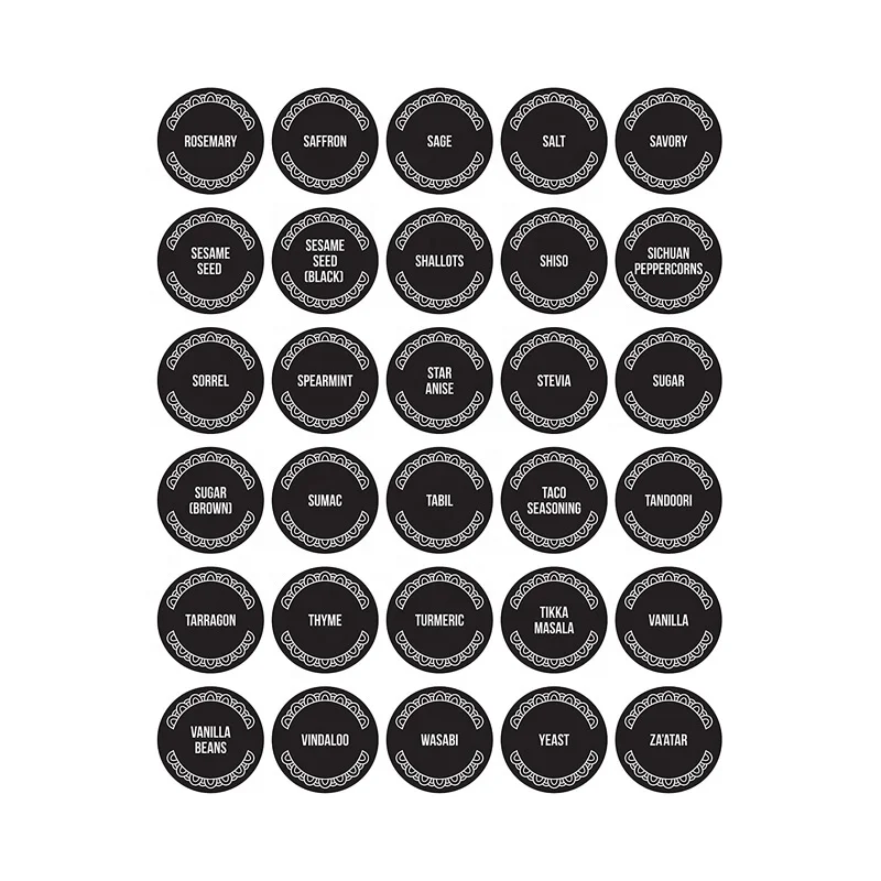 Preprinted Chalkboard Mason Container Bottle Spice Organization Storage sticker kitchen spice
